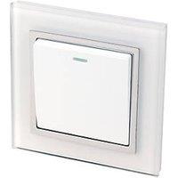 Retrotouch Crystal 10A 1-Gang 2-Way Light Switch White Glass (5177J)