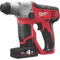 Milwaukee M12 H-402C 1.8kg 12V 2 x 4.0Ah Li-Ion RedLithium Cordless SDS Plus Hammer Drill (517HP)