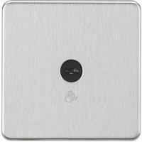 Knightsbridge 2.1A 1-Gang 1-Way Light Switch Brushed Chrome with Black Inserts (519TX)