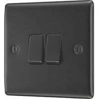British General Nexus Metal 20A 16AX 2-Gang 2-Way Light Switch Matt Black (522PM)