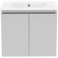 Newland Double Door Wall-Mounted Vanity Unit with Basin Matt Pearl Grey 600mm x 450mm x 540mm (523RN)