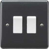 Knightsbridge Part M 10AX 2-Gang 2-Way Light Switch Anthracite (523YA)