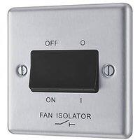 LAP 10AX 1-Gang 3-Pole Fan Isolator Switch Brushed Stainless Steel with Black Inserts (52420)