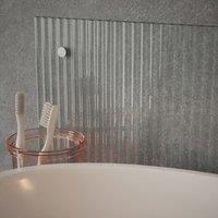 Splashback Bathroom Splashback Fluted Clear with Brushed Chrome Caps 250mm x 600mm x 4mm (527YR)