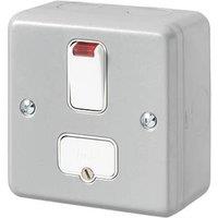 MK Metal-Clad Plus 13A Switched Metal Clad Fused Spur with Neon Aluminium with White Inserts (529JR)