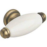 Elite Knobs & Handles Hampstead Porcelain Cabinet Knob Antique Brass 60mm (529KK)
