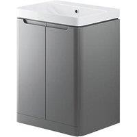 Floorstanding Vanity Unit & Basin Matt Grey 605mm x 460mm x 840mm (529PJ)