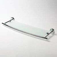 Ormara Silver Steel & Glass Bathroom Shelf 585mm x 170mm x 55mm (530HF)
