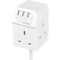 Masterplug 13A 3-Gang Switched Extension Lead White 2m (530JR)