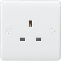 Knightsbridge Curved Edge 13A 1-Gang Unswitched Plug Socket White (533YA)