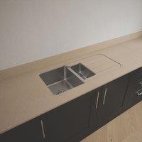 Metis Sand Kitchen Worktop with 1.5 Bowl Stainless Steel Sink 3050mm x 620mm x 15mm (535PW)