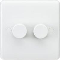 Knightsbridge Curved Edge 2-Gang 2-Way LED Leading Edge Dimmer White (536YA)