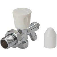 Flomasta 10mm x 21mm White/Chrome Angled Modern Manual Radiator Valve Head & Body With Drain Off (539FW)