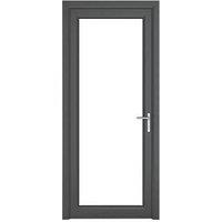 Crystal Fully Glazed 1-Clear Light Left-Handed Anthracite Grey uPVC Back Door 2090mm x 920mm (541JK)