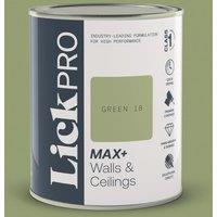 LickPro Max+ 1Ltr Green 18 Matt Emulsion Paint (541TM)