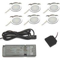 VEW Sola Recessed Round LED Kitchen Plinth Lights Polished Chrome 0.4W 27lm 6 Pack (541TW)