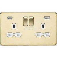 Knightsbridge Screwless Flatplate light switches & sockets POLISHED BRASS range