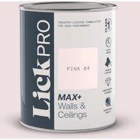 LickPro Max+ 1Ltr Pink 04 Matt Emulsion Paint (542TM)