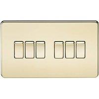 Knightsbridge 10AX 6-Gang 2-Way Light Switch Polished Brass (542VF)