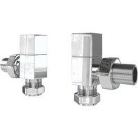 ETAL Swelt 15mm x 1/2" Chrome Angled Designer Manual Radiator Valve Head & Body 2 Pack (542VV)