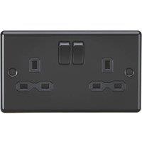 Knightsbridge 13A 2-Gang DP Switched Socket Matt Black with Black Inserts (544PY)