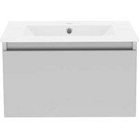 Newland Single Drawer Wall-Mounted Vanity Unit with Basin Matt Pearl Grey 600mm x 450mm x 370mm (544RN)