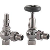 Arroll UK-20 15mm x 1/2" Black Nickel Angled & L/S Traditional Manual Radiator Valve & Lockshield (5457G)