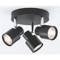 Knightsbridge Round 3-Light Triple GU10 Ceiling Spotlight Matt Black (545GA)