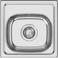 Clearwater PIO 1 Bowl Stainless Steel Kitchen Sink Polished/Satin 381mm x 381mm (547FJ)