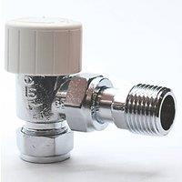 Drayton Wiser 15mm x 1/2" Chrome Angled Thermostatic Radiator Valve Head & Body (547JW)
