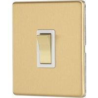 Contactum Lyric 20A 1-Gang DP Control Switch Brushed Brass with White Inserts (547RP)