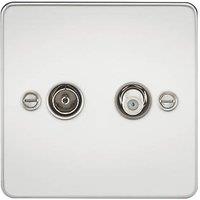 Knightsbridge 2-Gang Isolated Coaxial TV & F-Type Satellite Socket Polished Chrome (547TX)