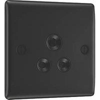 British General Nexus Metal 5A 1-Gang Unswitched Round Pin Socket Matt Black with Colour-Matched Inserts (548PM)