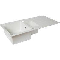 1.5 Bowl Plastic & Resin Kitchen Sink & Drainer White Reversible 1000mm x 500mm (5504K)