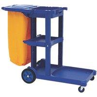Blue 3-Shelf Cleaning Trolley with Bag & Lid 972mm (552HJ)