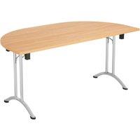 TC Group One Union Semi-Circular Folding Table Beech/Silver 1600mm x 800mm (552TT)