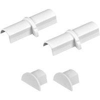 D-Line Plastic White Micro Trunking Coupler & End Cap Pack 4 Pcs (55423)