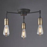 Quay Design Hyndman LED 3-Light Semi-Flush Ceiling Light Matt Antique Brass 6W 210lm (554VH)