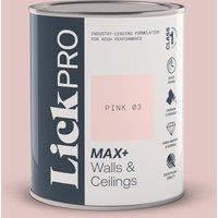 LickPro Max+ 1Ltr Pink 03 Matt Emulsion Paint (555TM)