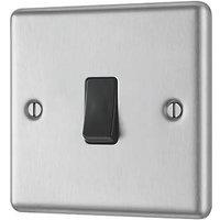 LAP 10AX 1-Gang Intermediate Switch Brushed Stainless Steel with Black Inserts (55662)