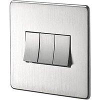 Crabtree Platinum 10AX 3-Gang 2-Way Light Switch Satin Chrome (55749)