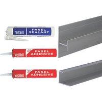 Splashwall Panel Installation Kit Satin Anodised Aluminium 5 Piece Set (557KU)
