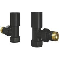 ETAL Rise 15mm x 1/2" Black Angled Designer Manual Radiator Valve Head & Body 2 Pack (557VV)