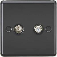 Knightsbridge 1-Gang Coaxial TV & F-Type Satellite Socket Matt Black with Black Inserts (558PY)