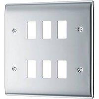 British General Nexus Metal Grid 6-Module Grid Faceplate Polished Chrome (560RF)