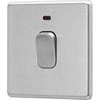 Arlec 50A 1-Gang DP Control Switch Stainless Steel with Neon with Colour-Matched Inserts (560RU)
