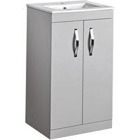Essentials Ablis Freestanding Vanity Unit with Ceramic Basin Gloss Grey 510mm x 400mm x 846mm (560YN)