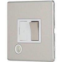 Contactum Lyric 13A Switched Fused Spur & Flex Outlet Brushed Steel with White Inserts (561RP)