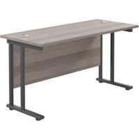 TC Group Aztec Twin Upright Rectangular Office Desk Grey Oak/Black 1200mm x 600mm (562TT)