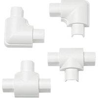 D-Line Plastic White Micro Trunking Equal Tee & Flat Bend Pack 4 Pcs (56311)